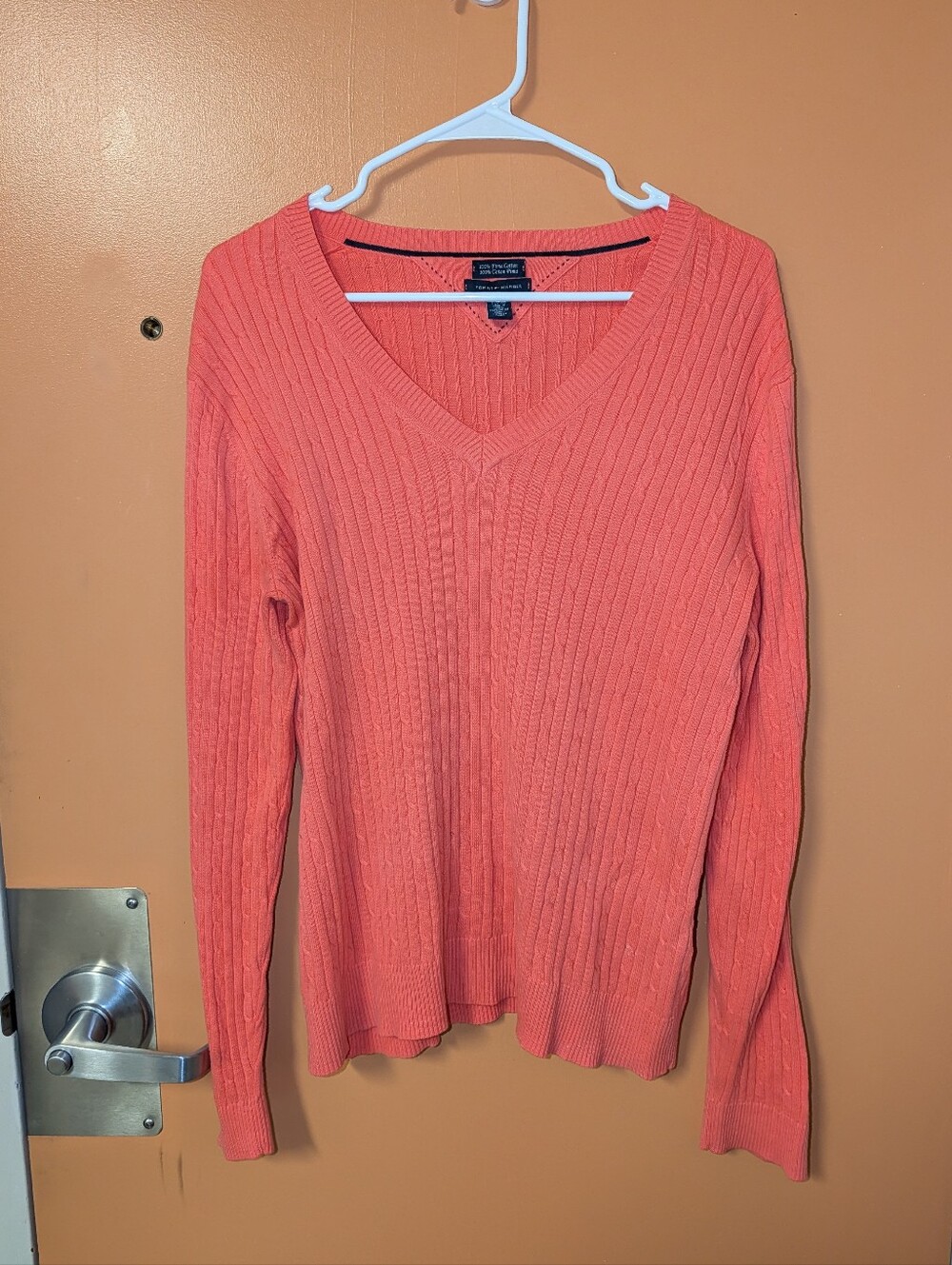 Tommy Hilfiger Coral Ribbed V-Neck Sweater